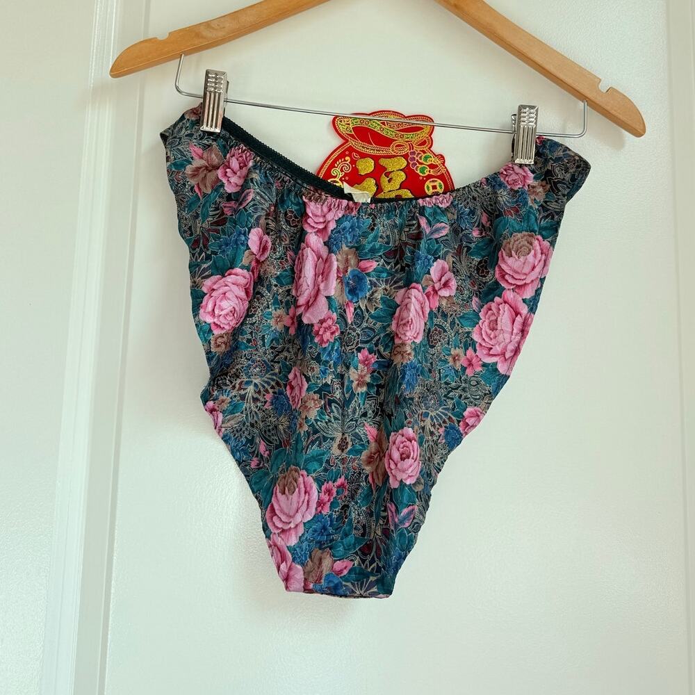 Vintage Victoria Secret Gold Label 2pcs Nightie Undie Satin Floral Sleep Shirt - Picture 7 of 7
